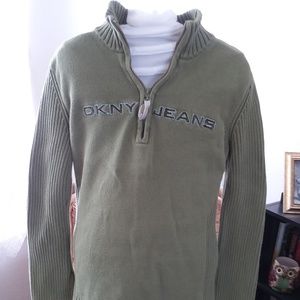 Ladies Donna Karan DKNY Green Half Zip Sweater XL